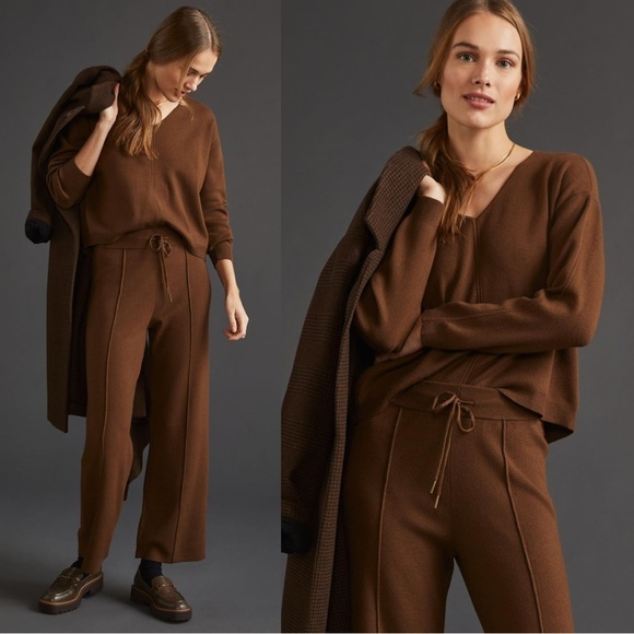 Daily Practice by Anthropologie • V-Neck Sweater oversized Dark Mink Brown knit - Picture 1 of 12